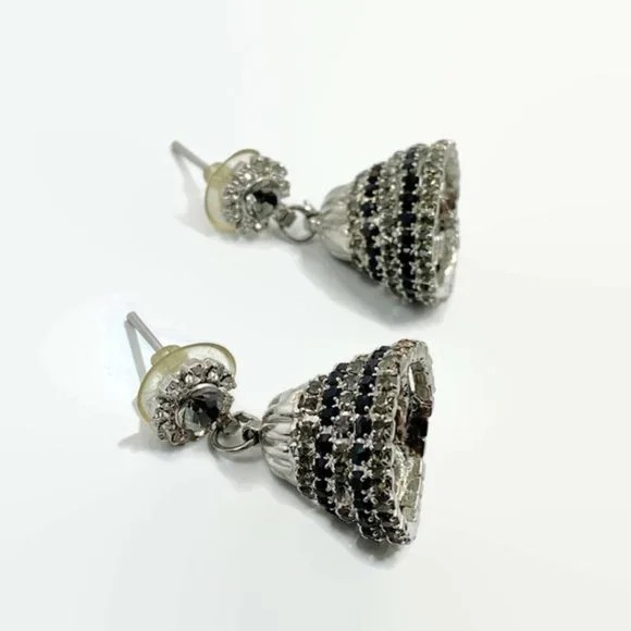 Rhinestone Earrings, Unique, Bell Shaped, Prong Set, Vintage - Picture 3 of 4
